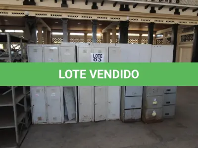 LOTE 003 - DIVERSOS MATERIAIS DE ESCRITÓRIO COMPOSTO DE: ARQUIVOS DE AÇO, ESTANTES DE AÇO, ARMÁRIOS TIPO GUARDA ROUPAS EM AÇO